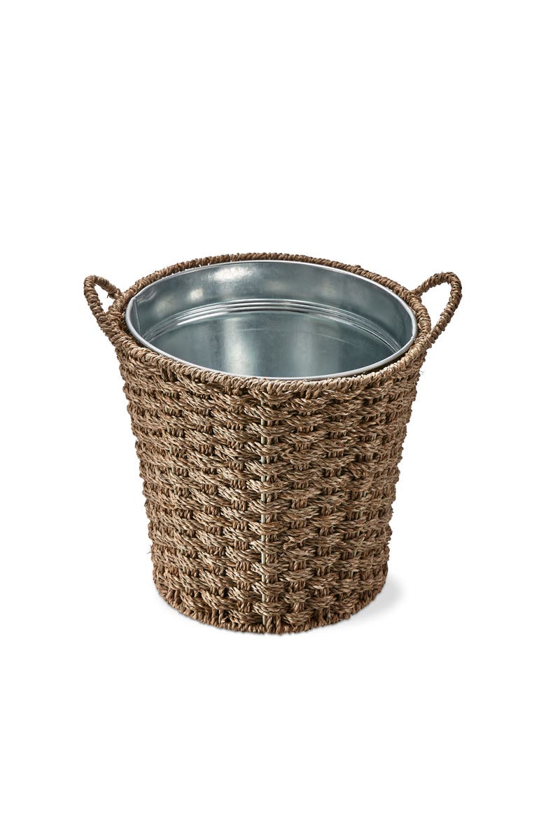 tag Seagrass Basketweave Ice Bucket Decorative Natural Basket, Main, color, Beige