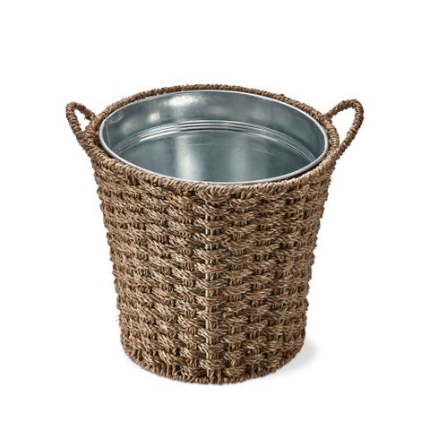 Seagrass Basketweave Ice Bucket Decorative Natural Basket