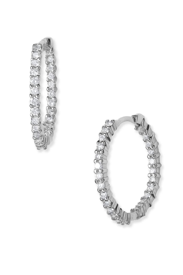 Diamond Hoop Earrings, Main, color, D1.00GHSI 18KWG