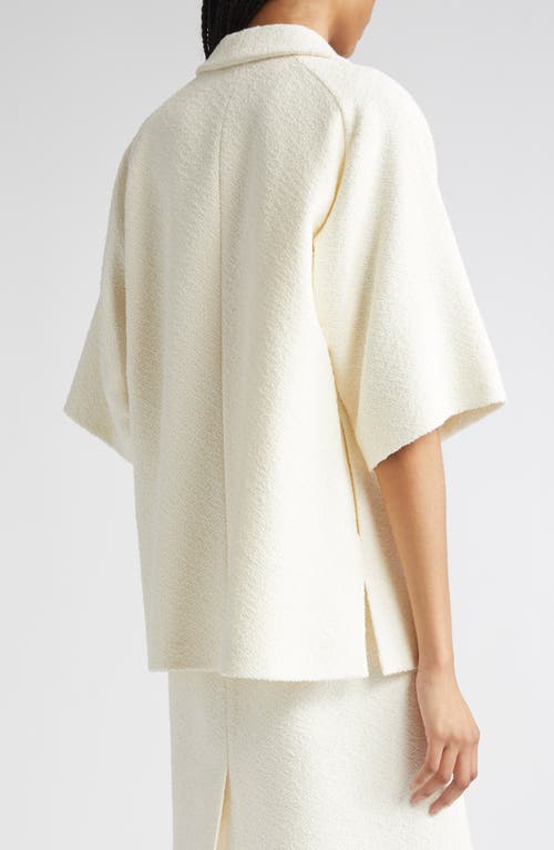 Lafayette 148 New York Wing Collar Short Sleeve Bouclé Jacket In Neutral