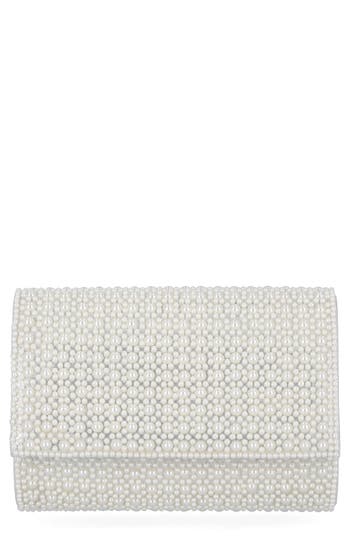 Jessica Mcclintock Alexis Rhinestone Crossbody Clutch In Pear Silver Soft Shine