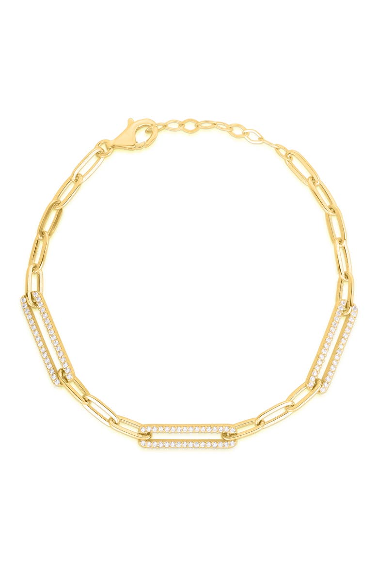 CZ Paper Clip Chain Bracelet, Main, color, GOLD
