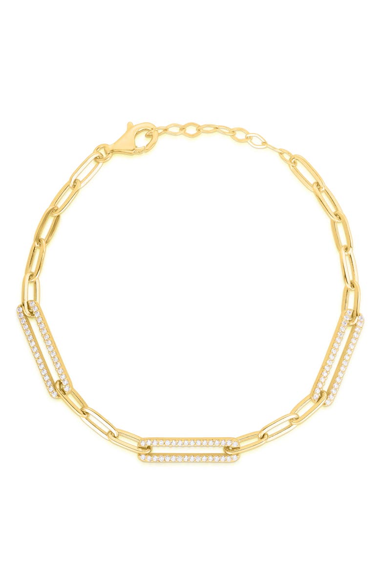 GLAZE JEWELRY CZ Paper Clip Chain Bracelet, Main, color, Gold