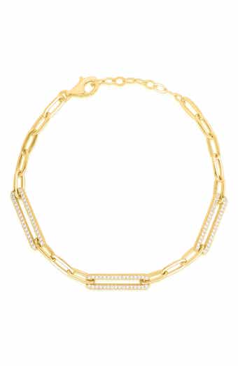 CZ Paper Clip Chain Bracelet