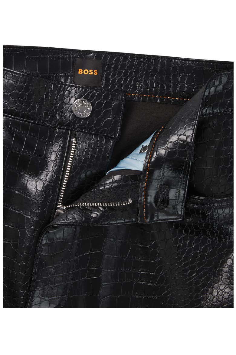 Troco Croc Embossed Faux Leather Pants, Alternate, color, BLK