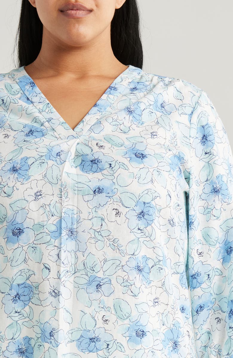 Jones New York Floral V-Neck Linen Blend Tunic, Alternate, color, 