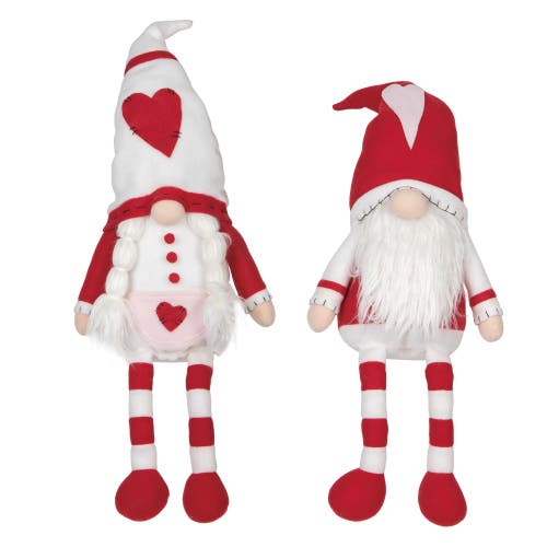 Transpac Pvalentine Gnome Sitters Set Of 2 Cute Home Decorations For Valentine's Day Decorative Obje In Multi