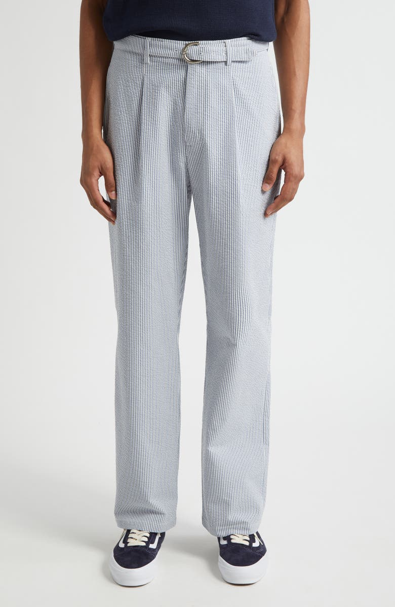 Noah Belted Pleated Seersucker Pants, Main, color, 