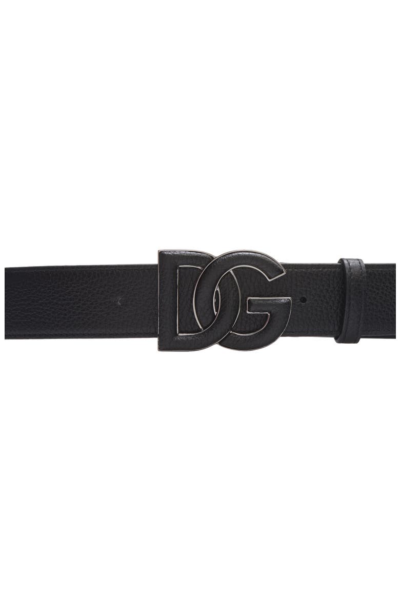 DG Logo Buckle Leather Belt, Alternate, color, NERO