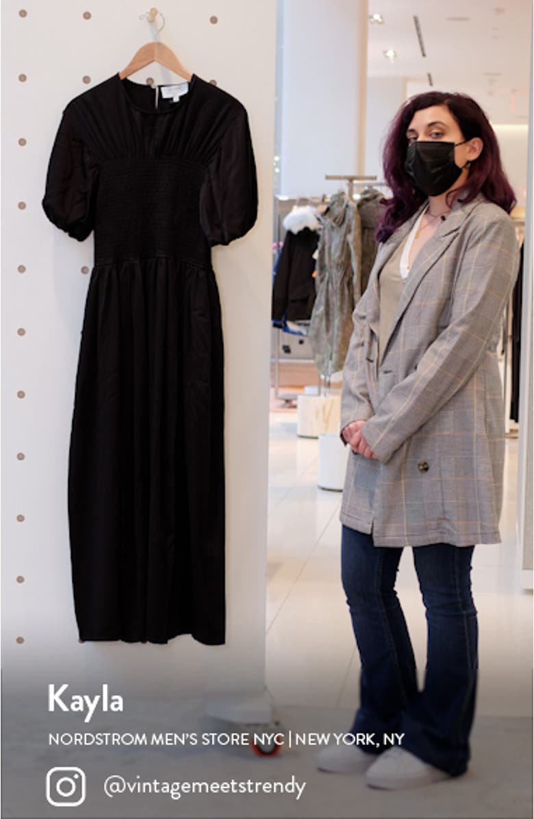 Smocked Bodice Puff Sleeve Maxi Dress, sales video thumbnail