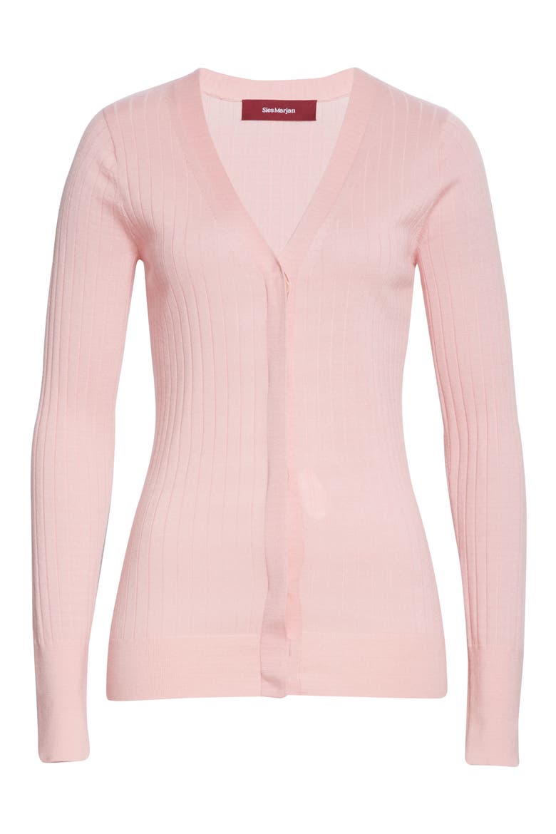 Rib Wool Cardigan, Alternate, color, ROSEBUD