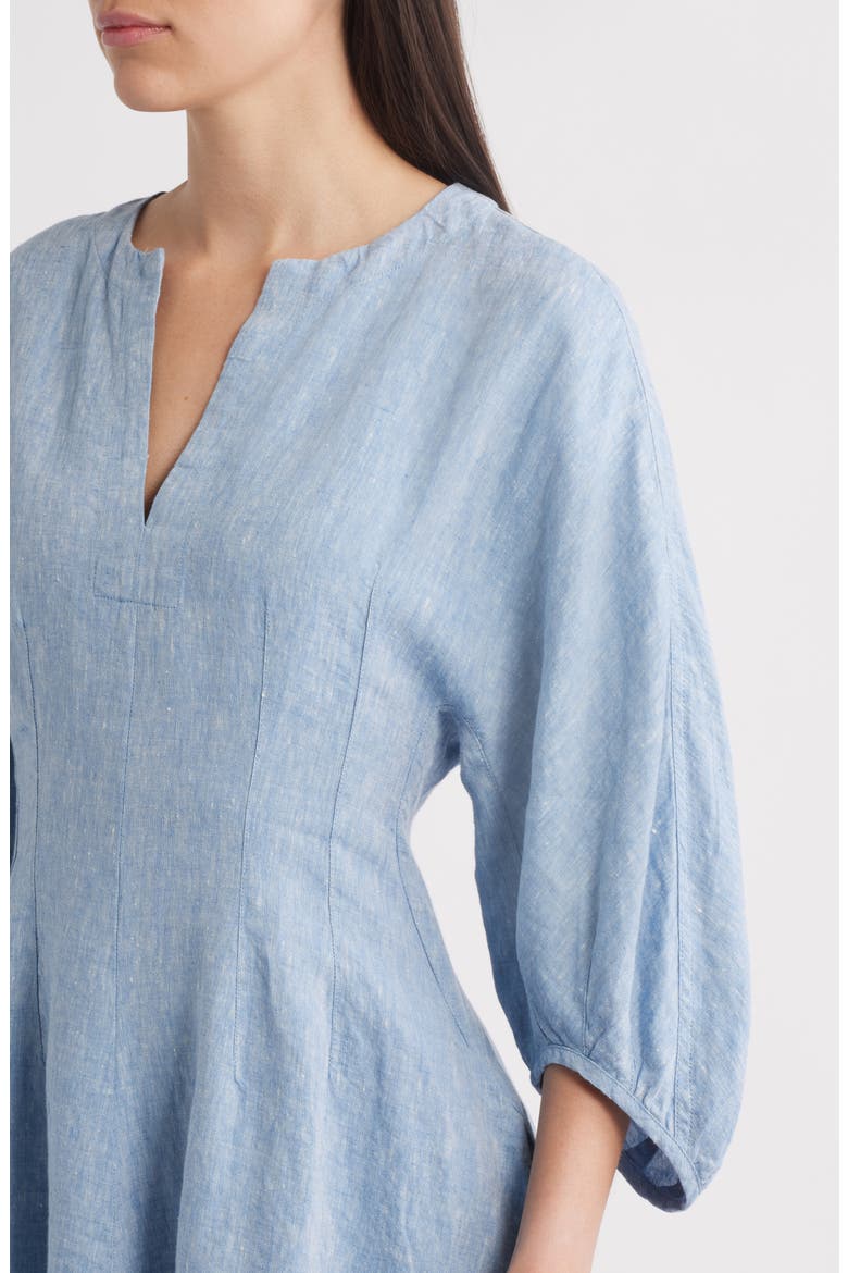 Splitneck Linen Minidress, Alternate, color, SUNFADED BLUE