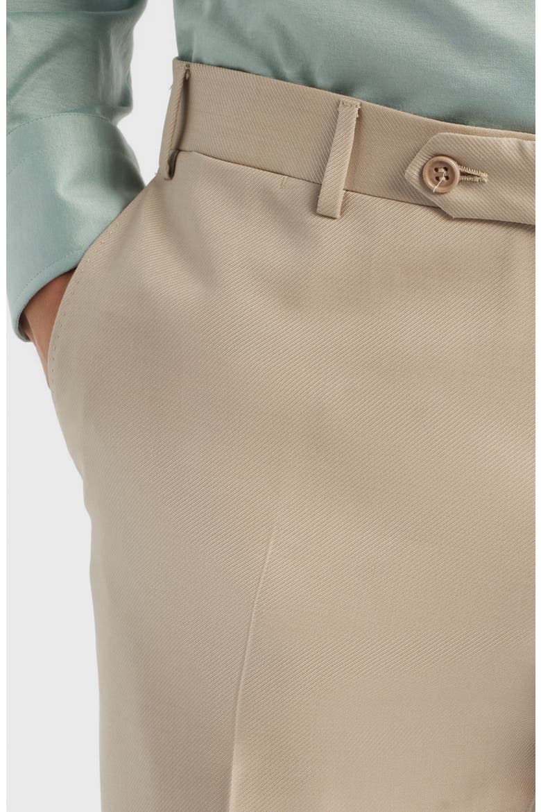 Siena Regular Fit Flat Front Wool Twill Dress Pants, Alternate, color, BEIGE