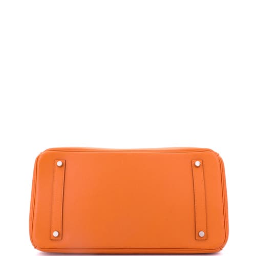 Pre-owned Hermes Hermes Birkin Handbag Orange Epsom With Palladium Hardware 35 In Orange