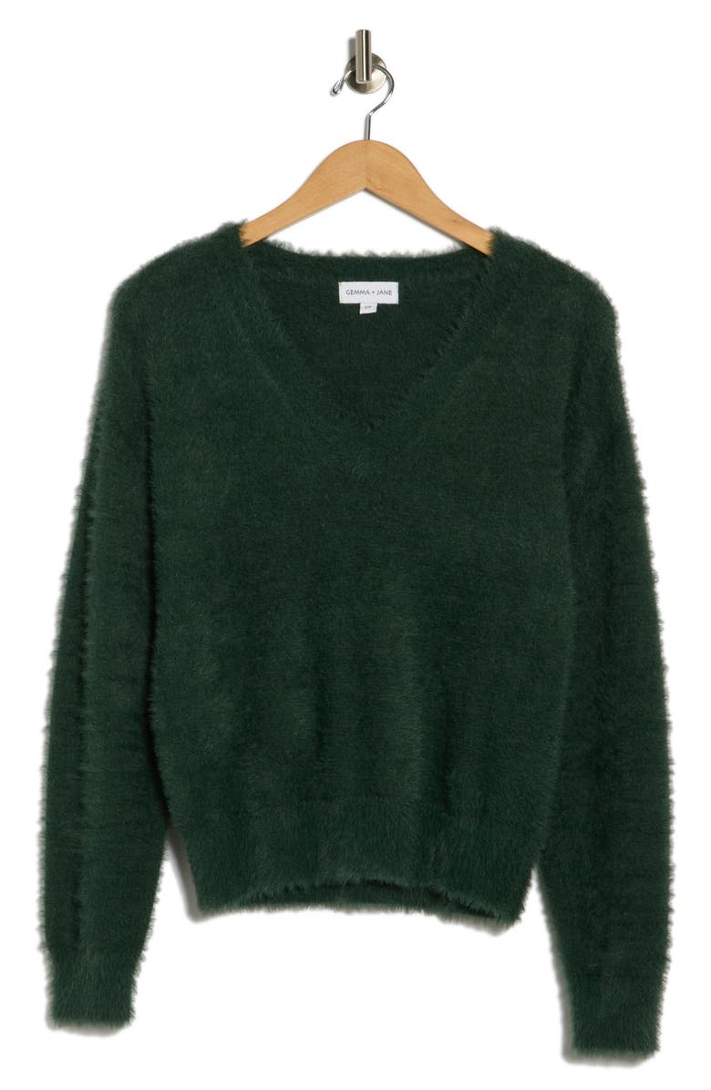 Gemma + Jane V-Neck Sweater, Alternate, color, Forest