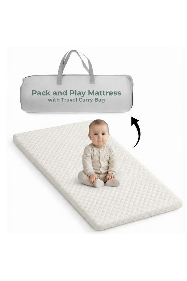 Pack and Play Mattress Washable Waterproof Hypoallergenic Topper, Main, color, White