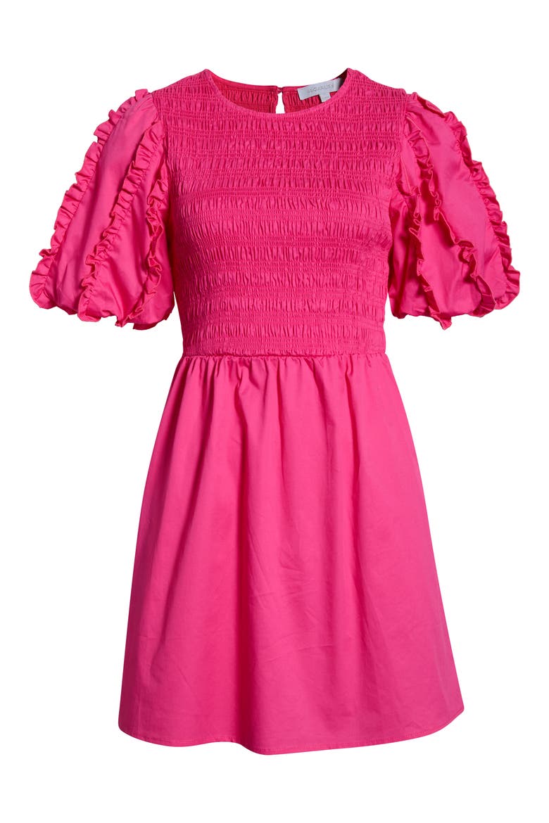 Riana Ruffle Smocked Minidress, Alternate, color, FUCHSIA