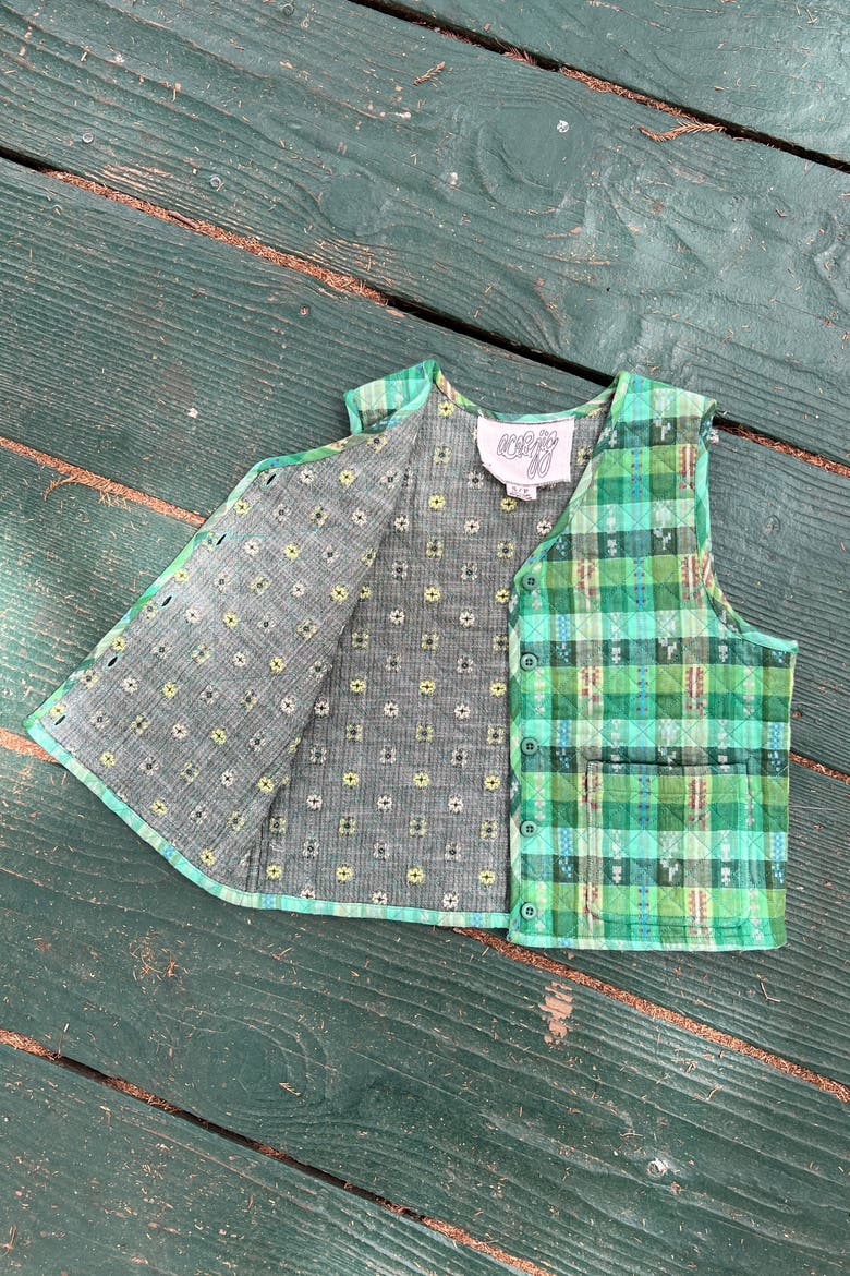 Quilted and Reversible Vest, Alternate, color, Garden