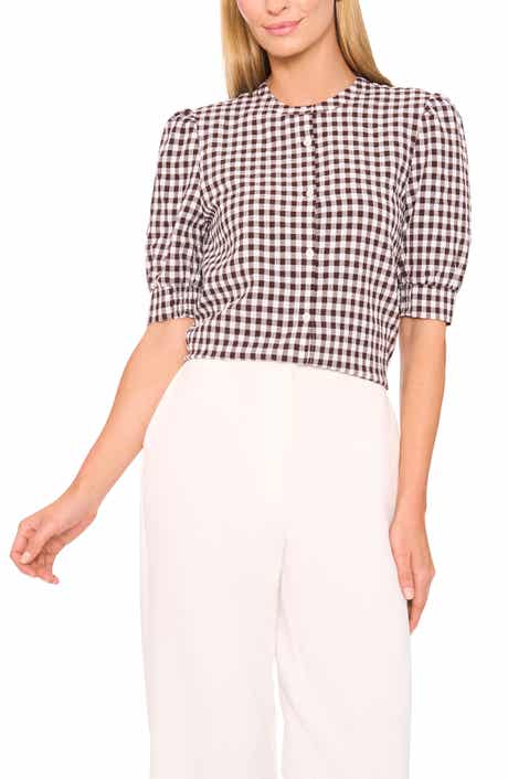 Gingham Puff Sleeve Woven Shirt