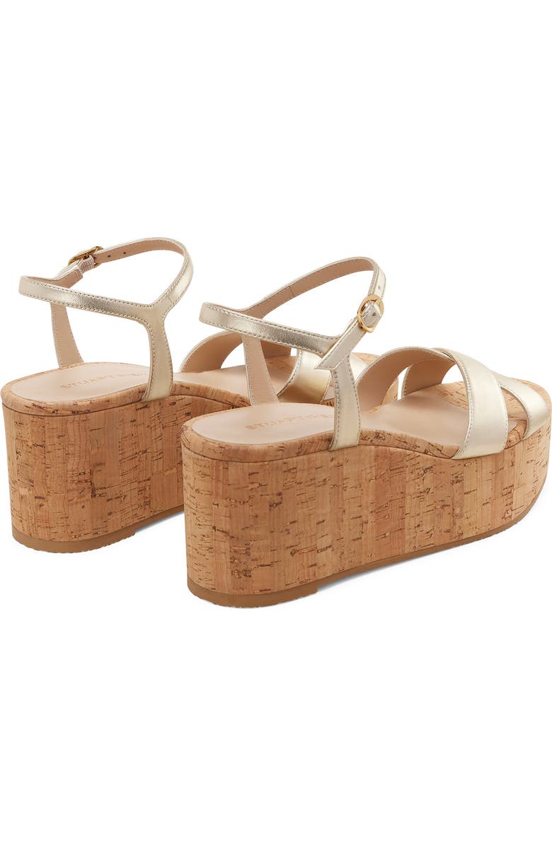 Stuart Weitzman Dayna Ankle Strap Platform Wedge Sandal, Alternate, color, Light Gold