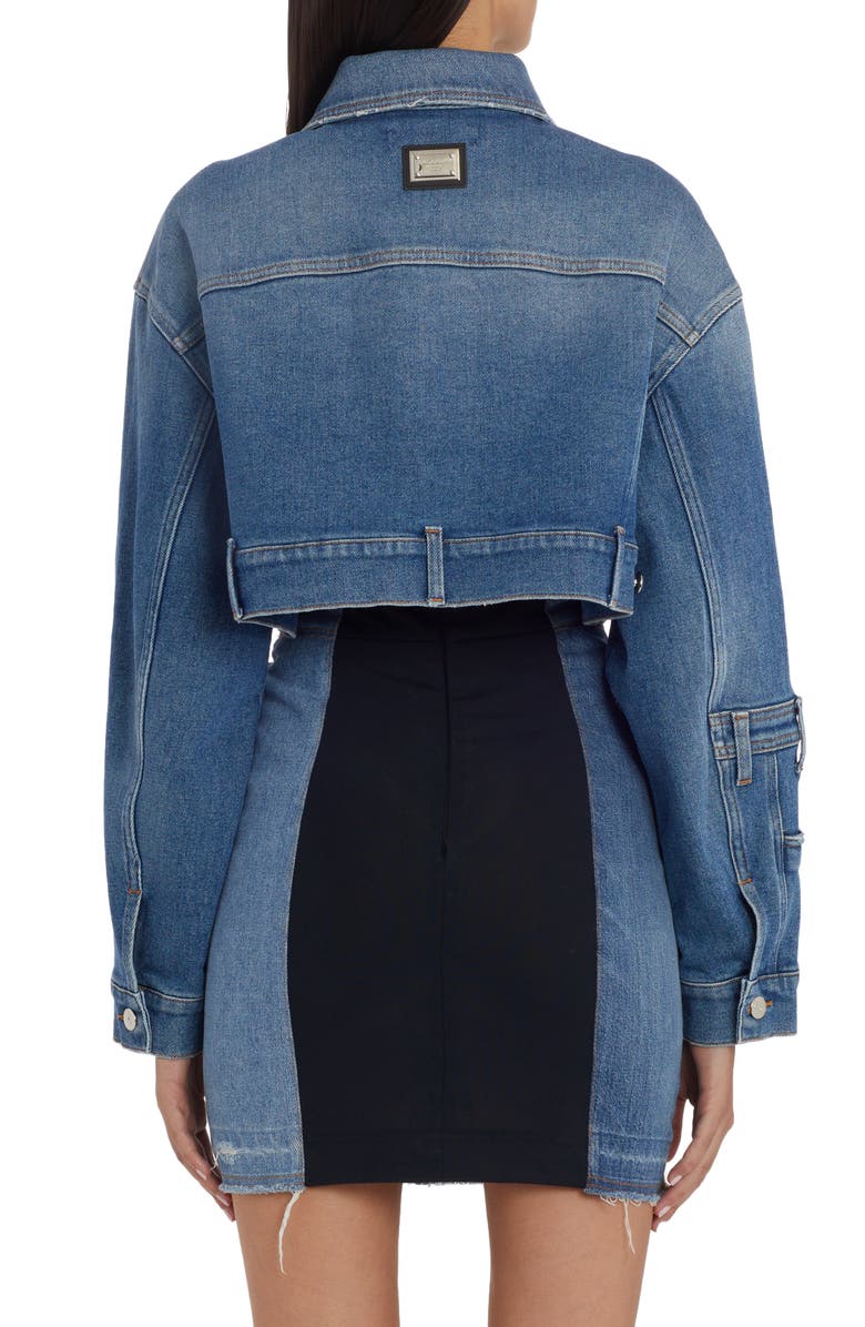 Dolce&Gabbana Crop Stretch Denim Jacket, Alternate, color,