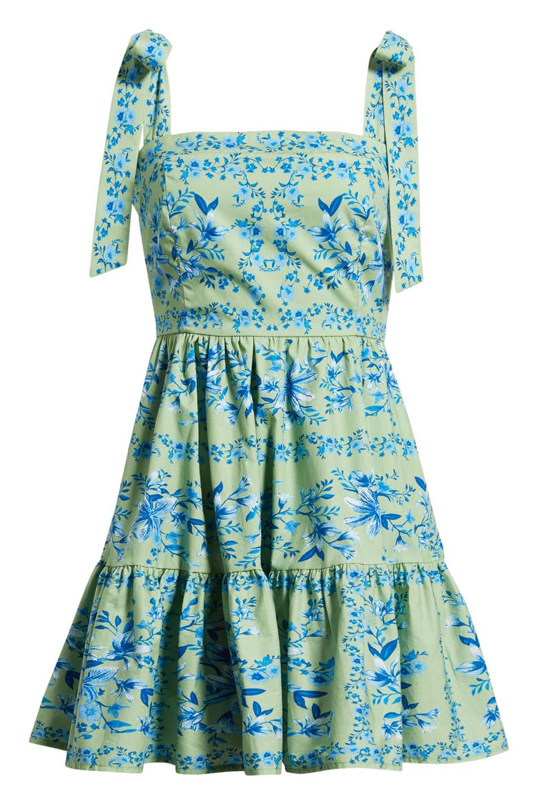 Print Cotton Minidress, Alternate, color, MINT BLUE