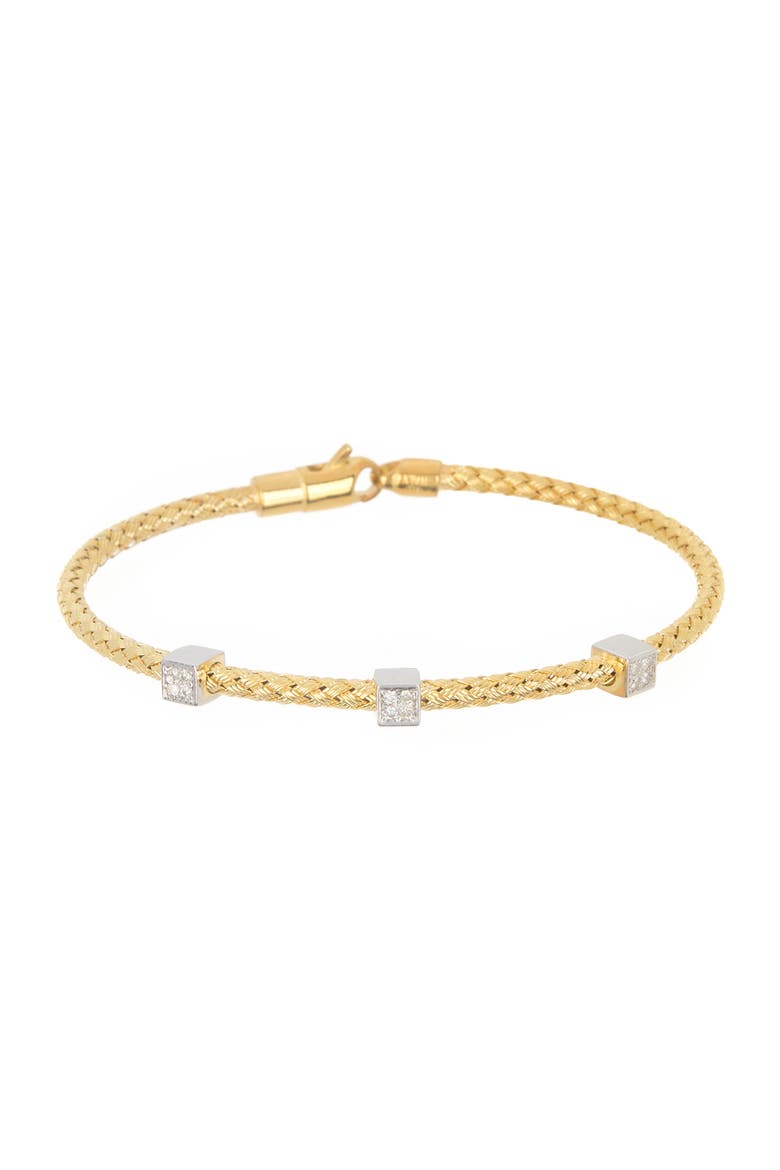 18K Gold Vermeil Diamond Station Bracelet - 0.15 ctw, Main, color, YELLOW