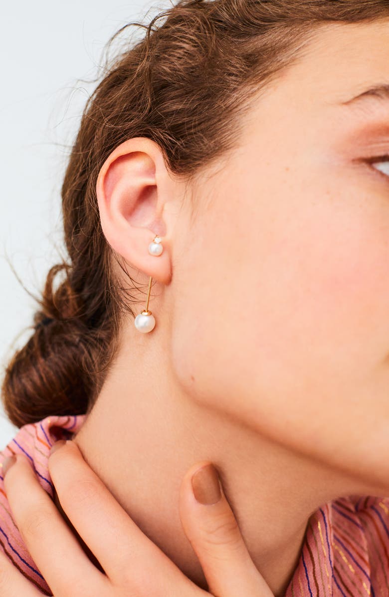 Mizuki Freshwater Pearl & Diamond Linear Drop Earrings, Alternate, color, 