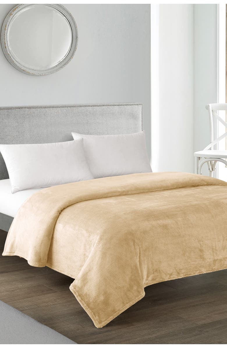 CHIC Full/Queen Savaya Fleece Blanket - Camel, Alternate, color,
