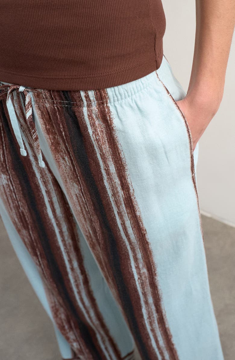 Topshop Stripe Linen Blend Pants, Alternate, color, Multi
