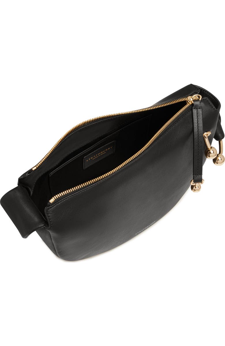 Strathberry Mini Halo Leather Shoulder Bag, Alternate, color, Black