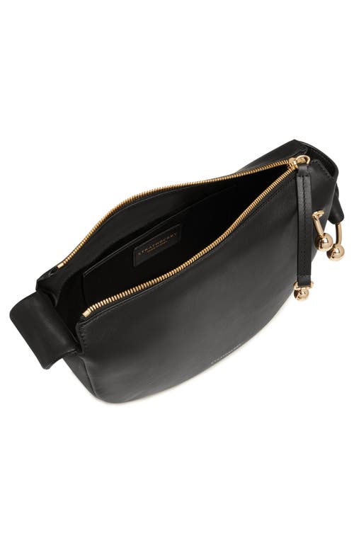 Strathberry Mini Halo Leather Shoulder Bag In Black