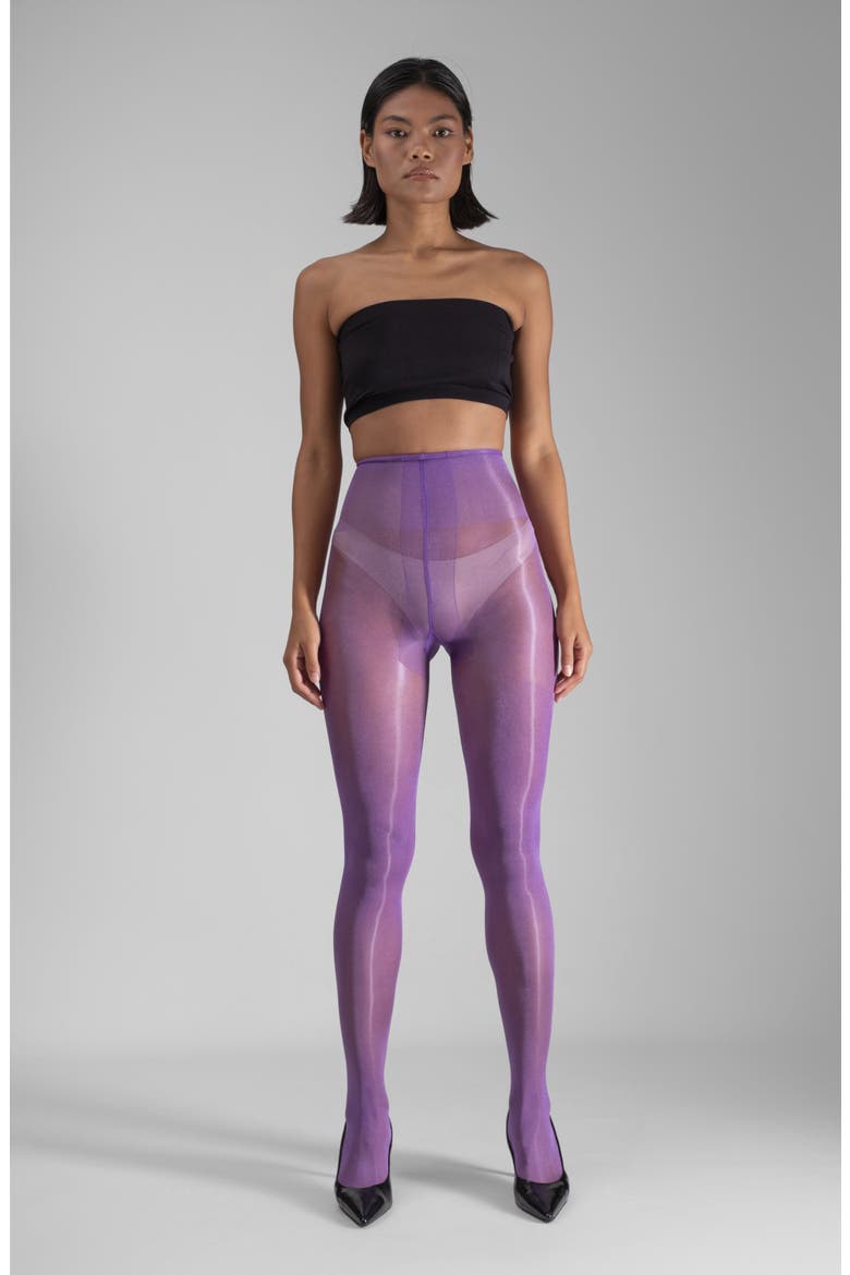 Lustrous Silky Shiny 40-Denier Semi-Opaque Tights, Alternate, color, PURPLE