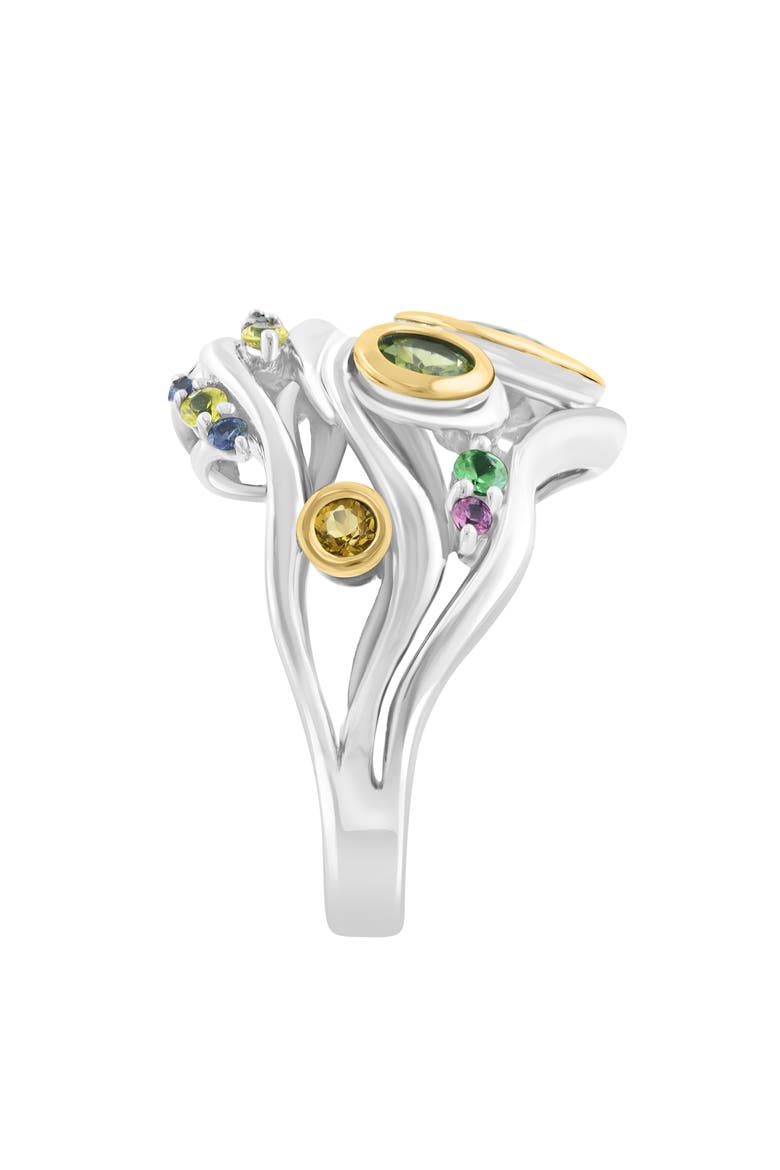 Bezel Set Gemstone Cluster Ring, Alternate, color, BLUE