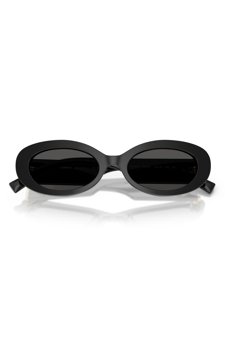 Dolce&Gabbana 53mm Oval Sunglasses, Alternate, color, Black / Dark Grey