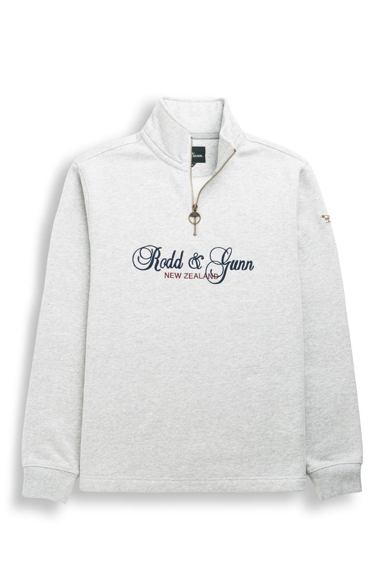 Jubilee Embroidered Logo Cotton French Terry Quarter Zip Pullover, Alternate, color, ASH
