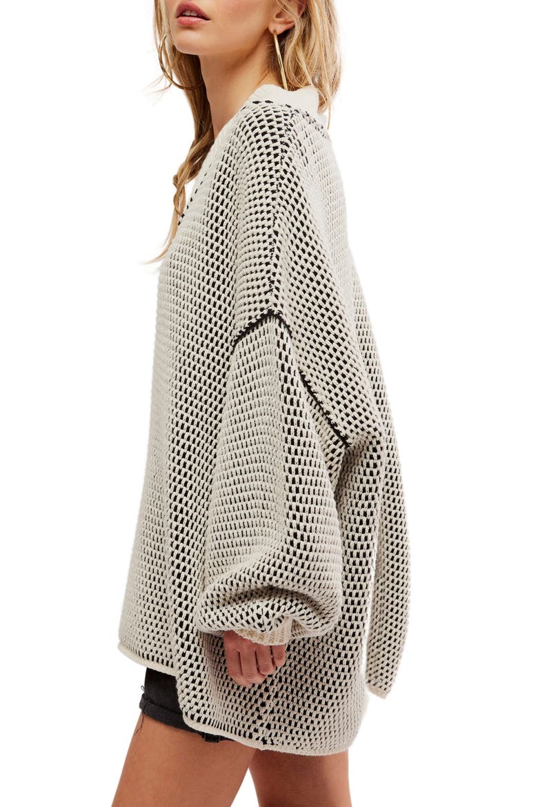 Maisie Oversize Sweater, Alternate, color, IVORY BLACK COMBO