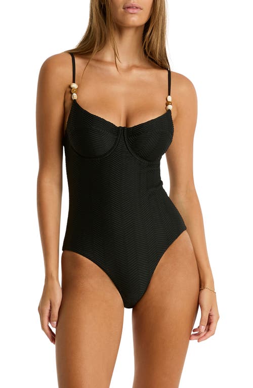Sea Level Caracus Balconette Underwire One-piece Swimsuit In Black