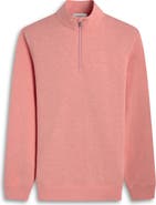 Bugatchi Chevron Quarter Zip Cotton Blend Pullover