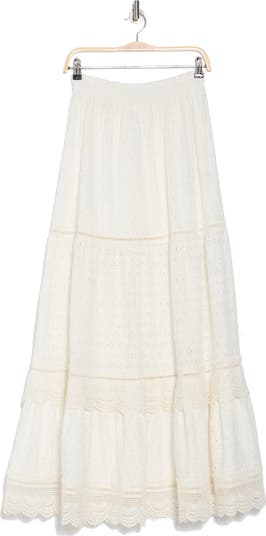 Reise Tiered Eyelet Maxi Skirt