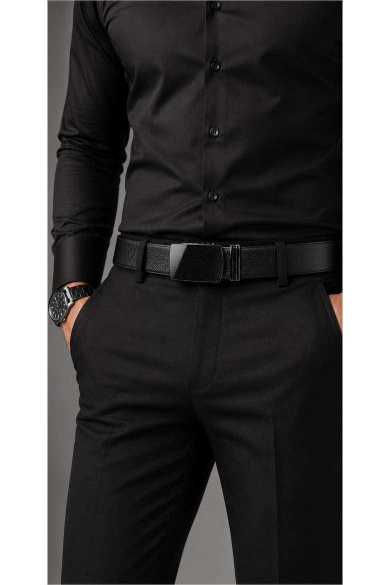 Soft-Flex Genuine Leather Ratchet Belt, Alternate, color, Obsidian