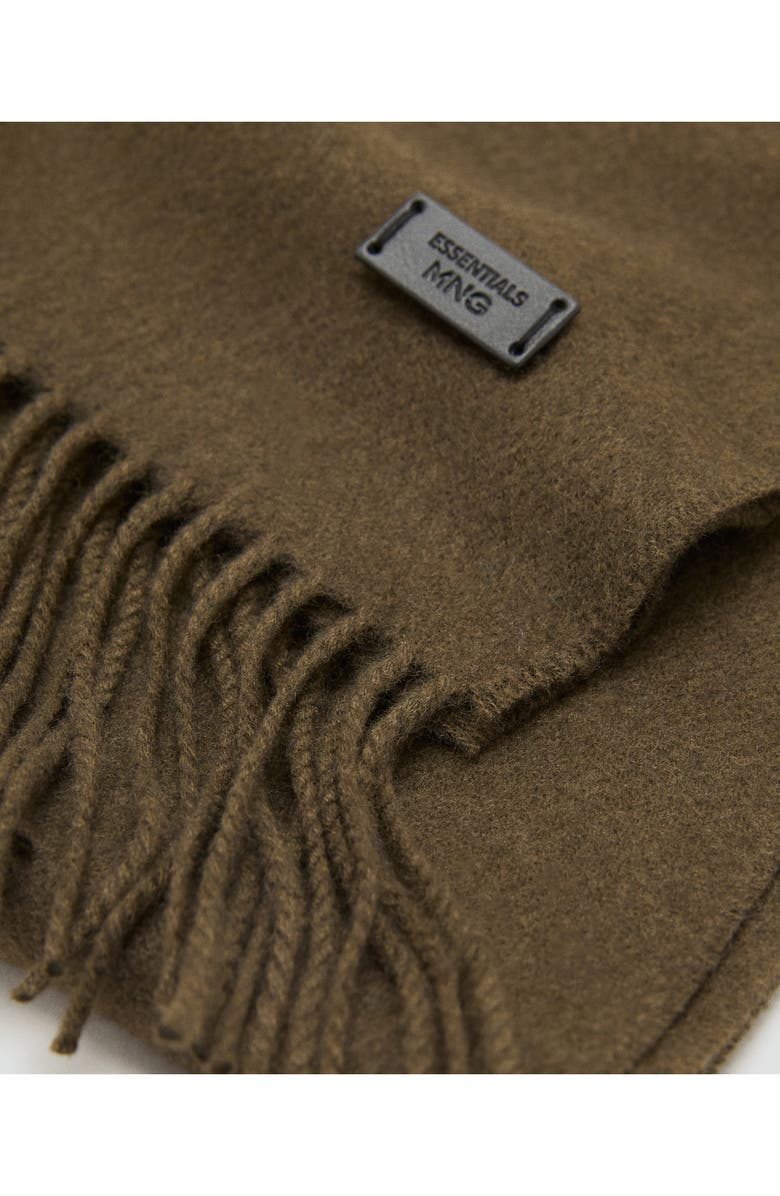 MANGO Fringe Scarf, Alternate, color, Khaki Green