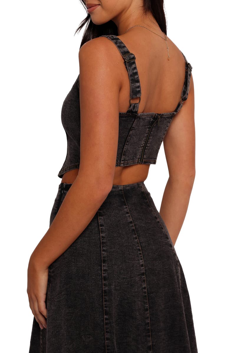 Petal & Pup Mara Denim Corset Crop Top, Alternate, color, Black