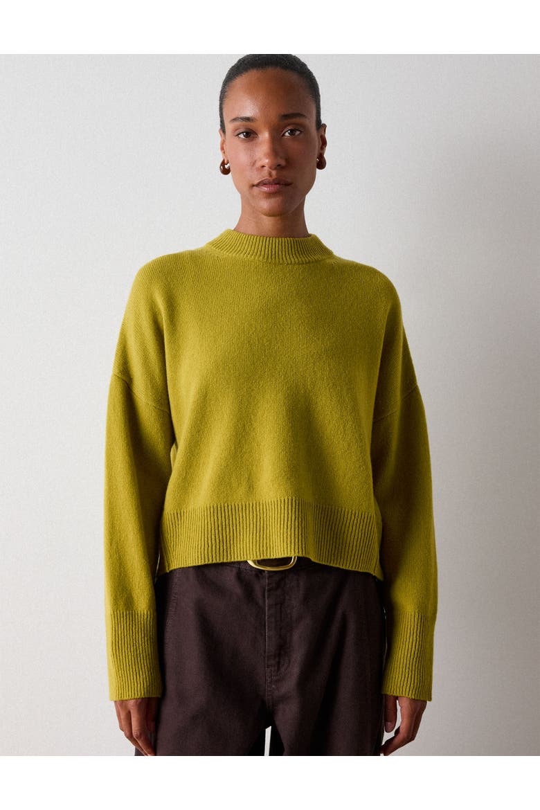 100% Wool Seam Detail Crew Knit Jumper, Main, color, Yellow