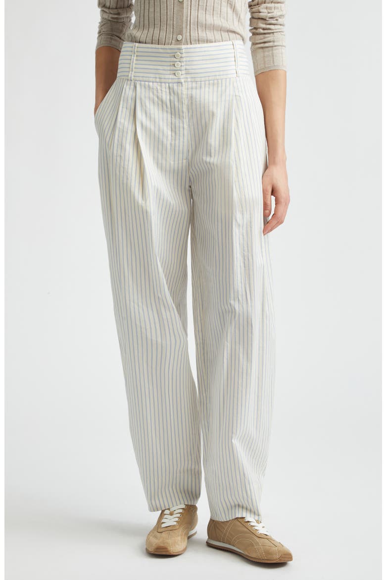 Stripe Organic Cotton & Silk Balloon Pants, Main, color, WHITE/ COBALT