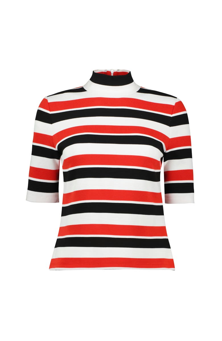 IVONNE Striped Mock-Neck Knit Top, Alternate, color, Black-Red