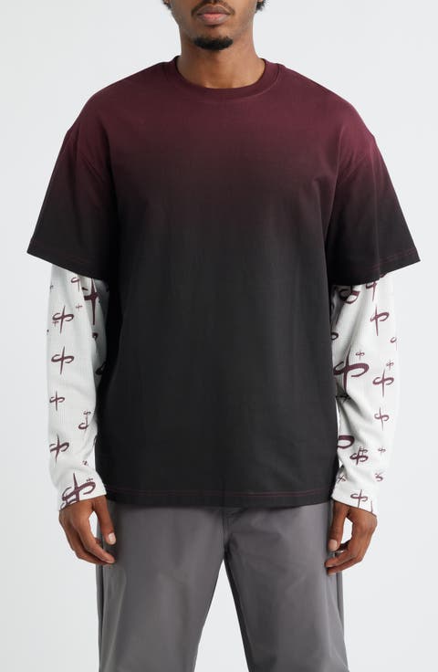 Ispica Long Sleeve Cotton Layered Look T-Shirt