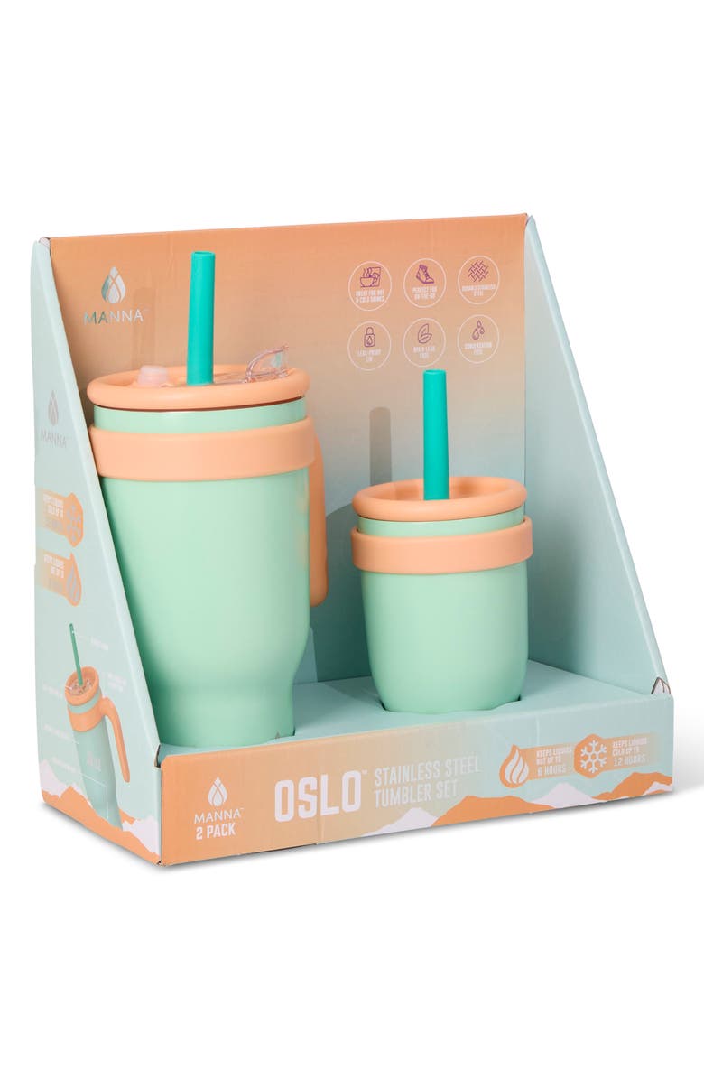 MANNA 2-Pack Stainless Steel Tumblers, Alternate, color, Green Multi