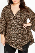 City Chic Jemma Leopard Print Wrap Tunic Top