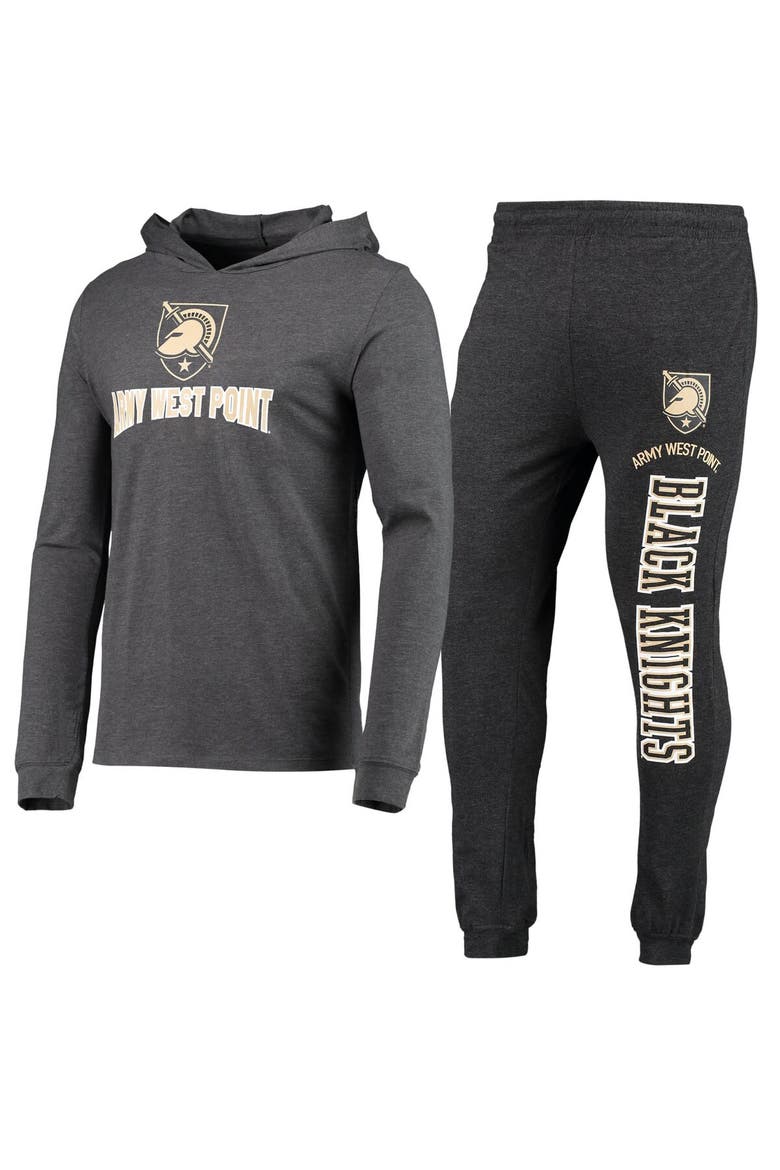Men's Concepts Sport Black/Heather Charcoal Army Black Knights Meter Long Sleeve Hoodie T-Shirt & Jogger Pajama Set, Main, color, Black